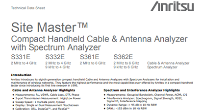 Anritsu S362E Spec Sheet